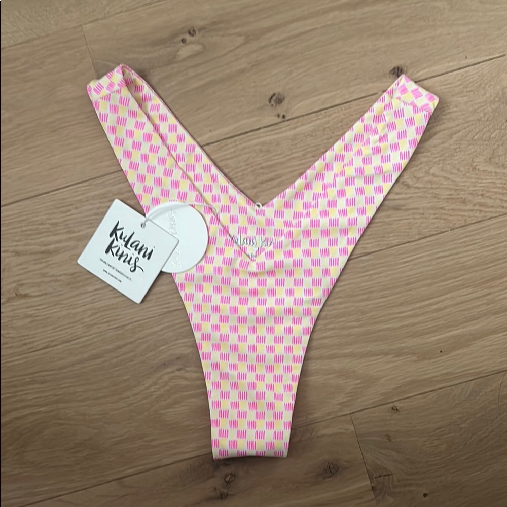 Kulani Kinis Pink and White Patterned Bikini Bottom